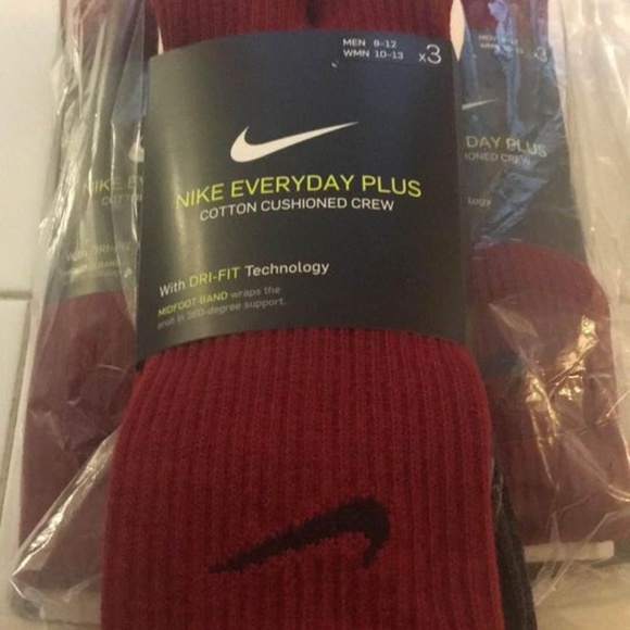 BRAND NEW men Nike everyday plus cotton cushioned crew socks 3 pack - Picture 3 of 5